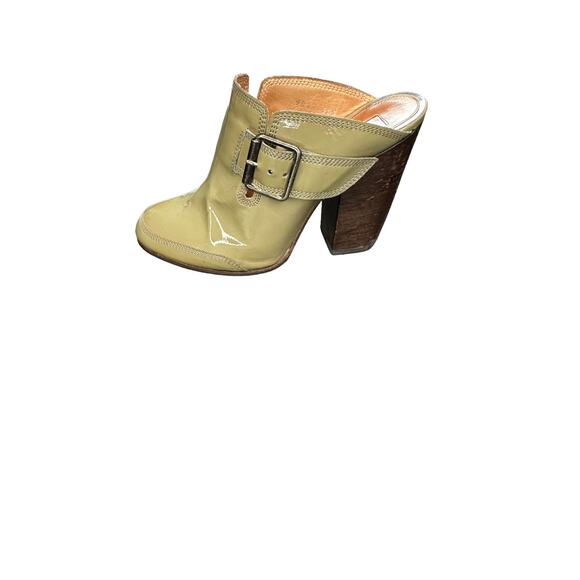 Dries Van Noten Green Buckle Patent Leather Forest Slip On Mules Size 7 1/2 - Picture 1 of 12